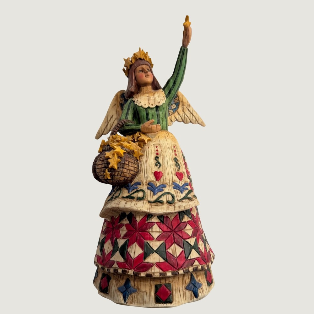 Jim Shore Heartwood Creek 2002 Angel with Star Basket Figurine 105666 Enesco